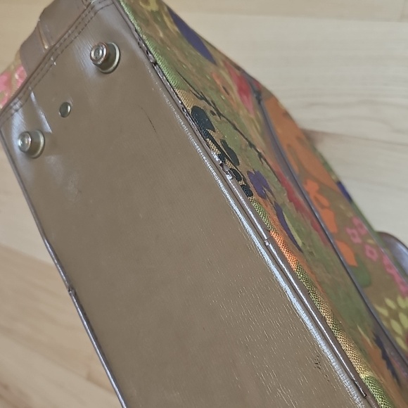 Vintage 70s Floral Mid Century Modern Travel Weekend Bag Small Suitcase - Picture 5 of 16